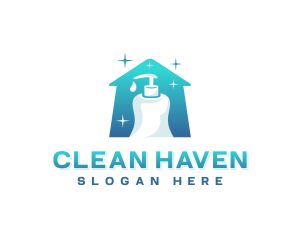 Spray Bottle Cleaning logo design