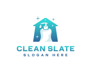 Spray Bottle Cleaning logo design