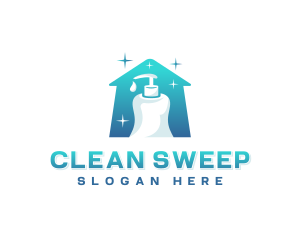 Spray Bottle Cleaning logo design