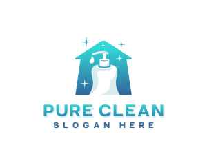 Spray Bottle Cleaning logo design