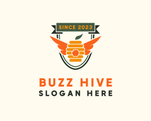 Beehive Wings Shield Badge logo design