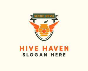 Beehive Wings Shield Badge logo