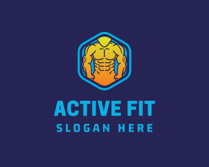 Muscle Fitness Hexagon logo design