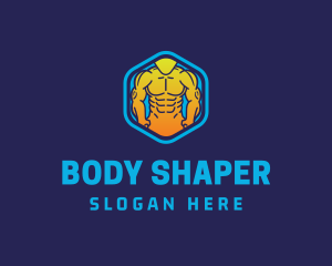 Muscle Fitness Hexagon logo design