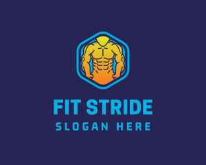 Muscle Fitness Hexagon logo design