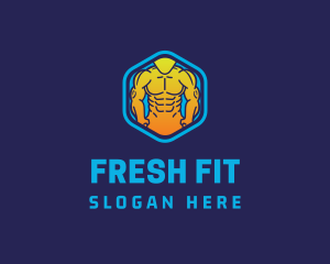 Muscle Fitness Hexagon logo design