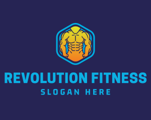 Muscle Fitness Hexagon logo design