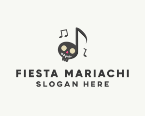 Music Note Festive Skull logo design