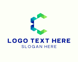 Digital Hexagon Letter C logo