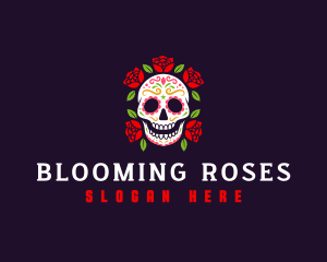 Mexican Skull Rose logo design