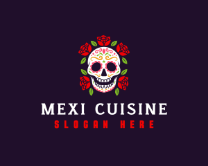 Mexican Skull Rose logo design