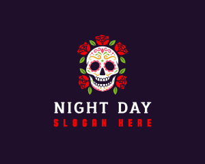 Mexican Skull Rose logo design