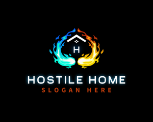 Hvac Heating Cooling Home logo design