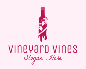 Wine Bottle Grape Vineyard logo