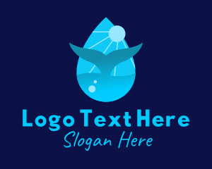 Sun Whale Tail Droplet logo design