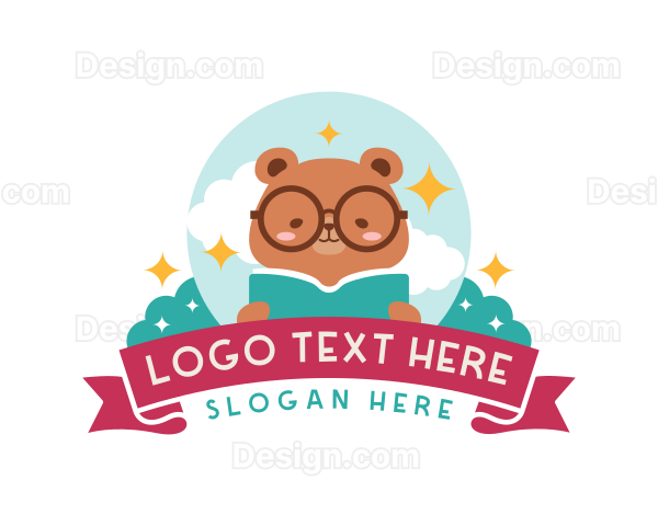 Cartoon Bear Book Logo