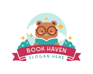 Cartoon Bear Book logo design