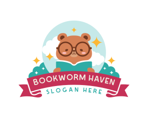 Cartoon Bear Book logo design