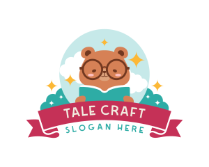 Cartoon Bear Book logo design