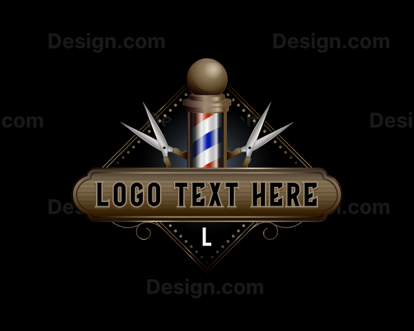 Barbershop Pole Scissors Logo
