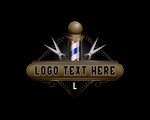 Barbershop Pole Scissors logo