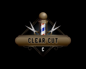 Barbershop Pole Scissors logo design