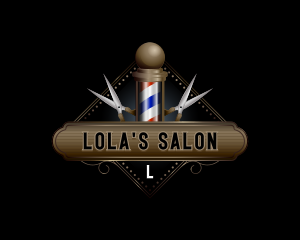 Barbershop Pole Scissors logo design