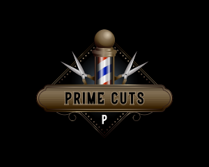 Barbershop Pole Scissors logo design