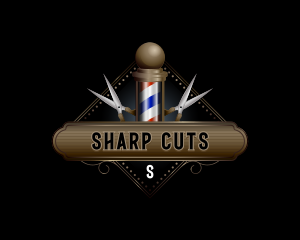 Barbershop Pole Scissors logo