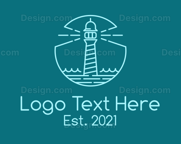 Blue Line Art Lighthouse Logo