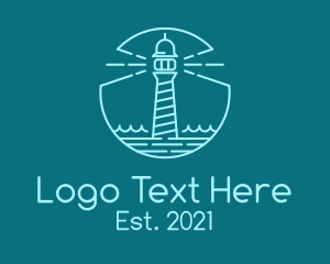 Blue Line Art Lighthouse  logo