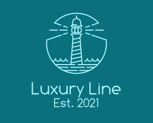 Blue Line Art Lighthouse  logo design