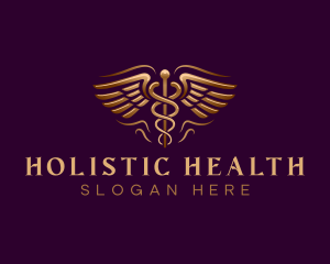 Caduceus Health Wings logo design