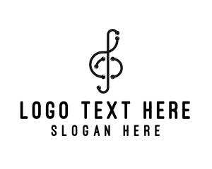 Music - Modern Musical Note Segment logo design