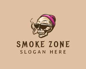 Skull Smoking Cigarette logo design