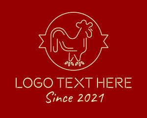 Red Yellow Chicken Rooster logo design