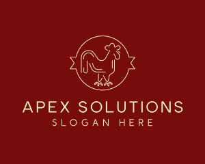 Red Yellow Chicken Rooster logo design