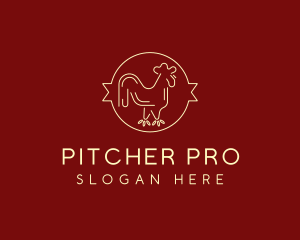 Red Yellow Chicken Rooster logo design