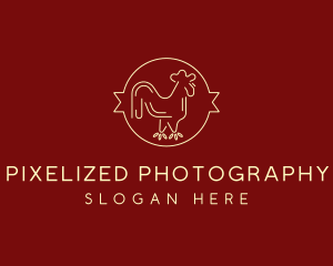 Red Yellow Chicken Rooster logo design