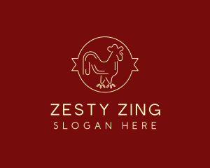 Red Yellow Chicken Rooster logo design