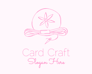 Pink Flower Needle Thread logo design