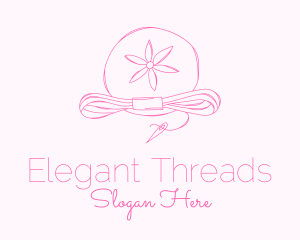 Pink Flower Needle Thread logo design