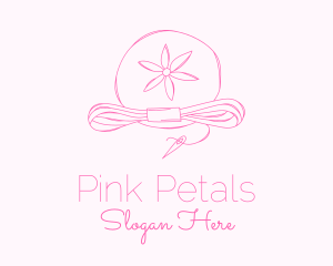 Pink Flower Needle Thread logo design