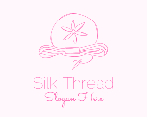 Pink Flower Needle Thread logo design