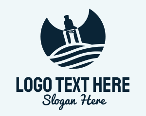 Blue Bottle Pirate Message logo