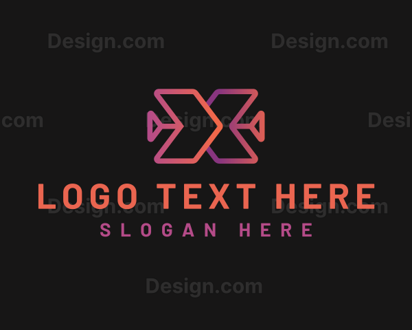 Gradient Tech Arrows Letter X Logo