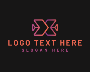 Gradient Tech Arrows Letter X logo