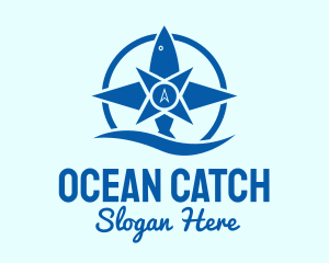 Marine Fishing Compass logo design