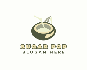 Coconut Juice Straw logo design