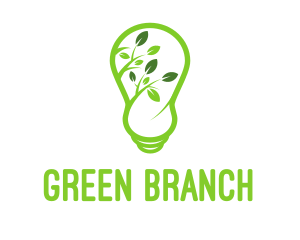 Leaves Branch Bulb logo design